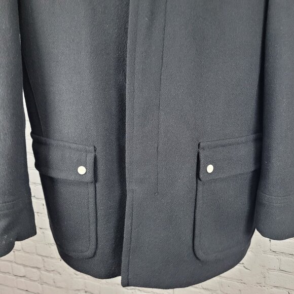 Zara Man Black Wool Blend Snap Up Collared Lined Inner Pocket Coat Size Large L - Picture 7 of 13
